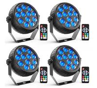 Erreyht 4PCS Mini RGB Rechargeable LED Par Can Uplights, 12 LED Spotlight Battery Powered with Remote Control Stage Lights for DJ Disco Club Party Bar Wedding Halloween Christmas