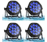Erreyht 4PCS Waterproof 14 LED Par RGBW, 70W Stage Light IP65 Outdoor LED Spotlight DMX4/8CH with Waterproof Cable Ideal for Rainy Days Pools Disco Party Bar Christmas Halloween