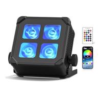 Erreyht 4x10W Stage Light Battery Waterproof, RGBWA UV LED Par Can Outdoor IP65 with Remote Control, Supports APP, IR, 2.4 GHz Wireless for Rainy Days Swimming Pool Wedding Bar Show Disco