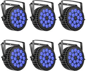 Erreyht 6PCS 10Wx18 LED Par Stage Lights, RGBW Uplight Stage Lighting Effect by DMX and Sound Activated Control Wash Light for Wedding Parties Church Club DJ Live Show