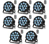 Erreyht 8PCS 12 LED Rechargeable Par Can Lights, RGBW Battery Powered Stage Light with Timer and Remote Control, 8CH LED Uplights Outdoor for Wedding Bar DJ Show Disco Festival Party Event