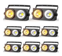 Erreyht 8PCS 200W COB Par Light, Cold/Warm White 2 in 1 Light Effects, Stage Light with D- MX8CH for Church Disco Wedding Audience Lighting Party Halloween Christmas