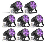 Erreyht 8PCS 60W Rechargeable LED Par Light, RGBW UV 6 LED Stage Lights Uplight with Remote Control DMX512 Stobe Lighting for DJ, Disco, Party Wedding, Outdoor, Bar