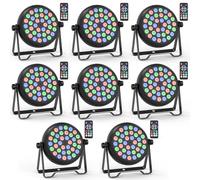 Erreyht 8PCS RGB 36 LED Par Lights, 36W LED Stage Light with Remote Control and 4 Control Modes, LED Par Can Lights for Christmas Halloween Disco Show Concerts Party
