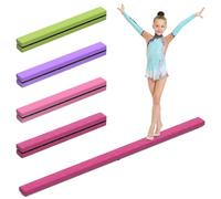 Erreyht Leather Balance Beam, Flannel Pink Gymnastics bar 2.1m/220 lbs Faux Suede, Folding Gymnastics Equipment for Birthday Gym Home Training Exercise Sports