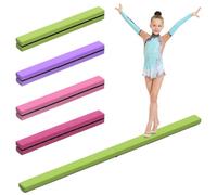 Erreyht Leather Balance Beam, Green Gymnastics bar 2.1m/220 lbs Faux Suede, Folding Gymnastics Equipment for Birthday Gym Home Training Exercise Sports