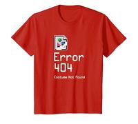 Error 404 Costume Not Found Funny Geek Halloween Costume T-Shirt, Youth, Red, X-Small