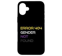 Error 404 Gender Not Found Nonbinary Pride Non-Binary Flag Case for iPhone 16 Plus
