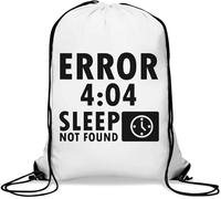 Error 404 Sleep Not Found Gym Sack Casual Drawstring Bag White