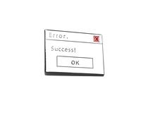 Error Success Enamel Lapel Pin, Computer Dialogue Box Design, Comes in Gift Box