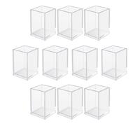 ERRORY 10Pcs Clear Acrylic Pen Cup Stackable Large Compartment Multipurpose Desk Pen Organiser Cosmetic Box for Home Office Transparent Stationery Organiser Box