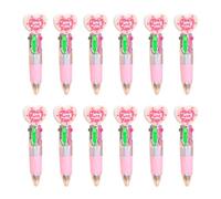 ERRORY 12Pcs Heart Shape Multicolored Pen 4 Color-in-1 Retractable Ballpoint 0.7mm for Student Daily Journaling Note Taking Multicolor