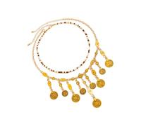 ERRORY 2pcs Tribal Inspired Fringe Drop Necklace Featuring Antique Coin Charm And Natural Beads Detail Fashion Vintage Tribal Chain Necklace