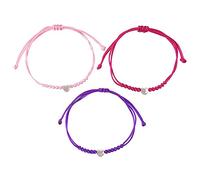 ERRORY 3 Pcs Mother's Day Parent-Child Simple Bracelets European Alloy Heart Wax Thread Woven Multicolor Hand Rope Loves Bracelets Back-to-School Season Hand Rope