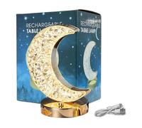 ERRORY 3D Moons/Round/Square/Star Projection Night Light with Touch Control and Rechargeable Battery for Bedroom Decorating Tender Dinner Lighting