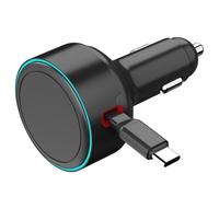 ERRORY 60W USB C Car Chargers Aluminum Construction Charging Adapter with Auto Retracting Cord and Protections Double Port Car Chargers with Fast and Retractable Type C Cable for Smartphones Tablets