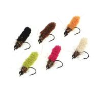 ERRORY 6Pcs Colorful Wet Fly Nymphs Hooks with Sharply Hook Tip and Copper Coating Fishing Hooks Mixed Color for Fly Nymphs Hook