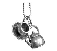 ERRORY Artistic Teapot Pendant Necklace Retro Beaded Chain Jewelry for Layer Stacking and Artistics Expressions Alloy Fashion Necklace