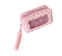 ERRORY Bowknot Decorated Pencil Case Plush Construction Extra Storage Space Smooth Zippers Operations Suitable for Students Soft Flexible Pencil Pouch