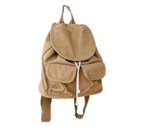 ERRORY Canvas Flap Drawstring Backpack for Women Girls Vintage Multi Pocket Travel Rucksack School Bag with Adjustable Straps Cover Drawstring Backpack