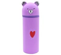 ERRORY Cartoon Bear Pencil Bag Zippered Silicone Pen Case Big Capacity Pen Holder for Student Kid Christmas Birthday Gift Soft Silicone Pencil Box