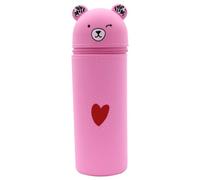 ERRORY Cartoon Bear Pencil Bag Zippered Silicone Pen Case Big Capacity Pen Holder for Student Kid Christmas Birthday Gift Soft Silicone Pencil Box