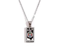 ERRORY Classical Unisex Tarot Card Necklace Stainless Steel Square Pendant Neck Chain with Mystical Charm Design Spiritual Charm Neckwear