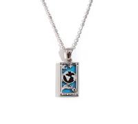 ERRORY Classical Unisex Tarot Card Necklace Stainless Steel Square Pendant Neck Chain with Mystical Charm Design Spiritual Charm Neckwear