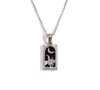 ERRORY Classical Unisex Tarot Card Necklace Stainless Steel Square Pendant Neck Chain with Mystical Charm Design Spiritual Charm Neckwear