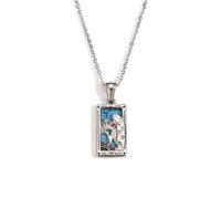 ERRORY Classical Unisex Tarot Card Necklace Stainless Steel Square Pendant Neck Chain with Mystical Charm Design Spiritual Charm Neckwear