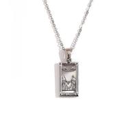 ERRORY Classical Unisex Tarot Card Necklace Stainless Steel Square Pendant Neck Chain with Mystical Charm Design Spiritual Charm Neckwear