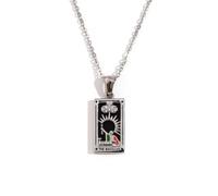 ERRORY Classical Unisex Tarot Card Necklace Stainless Steel Square Pendant Neck Chain with Mystical Charm Design Spiritual Charm Neckwear