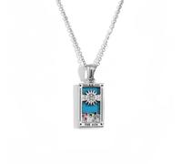 ERRORY Classical Unisex Tarot Card Necklace Stainless Steel Square Pendant Neck Chain with Mystical Charm Design Spiritual Charm Neckwear