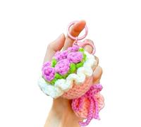 ERRORY Crochet Flower Keychains Purse Bag Accessories Charm Car Keyrings Valentines Gift Bouquet Keychain Women Rose Charms for Handbags Rings Rose Charms for Handbags Rings
