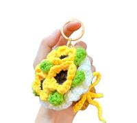 ERRORY Crochet Flower Keychains Purse Bag Accessories Charm Car Keyrings Valentines Gift Bouquet Keychain Women Rose Charms for Handbags Rings Rose Charms for Handbags Rings