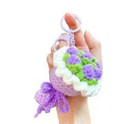 ERRORY Crochet Flower Keychains Purse Bag Accessories Charm Car Keyrings Valentines Gift Bouquet Keychain Women Rose Charms for Handbags Rings Rose Charms for Handbags Rings