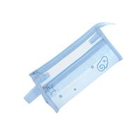 ERRORY Double Layered Fabric Pencil Case High Capacity Document Organiser Travel Makeup Tool Storage Bag for Women Student Mesh Pencil Pouches