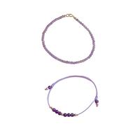 ERRORY Elegant Amethyst Gemstones Stacking Layer Chain with 14K Gold Plated Beads Spiritual Energy Jewelry Natural Amethyst Crystals