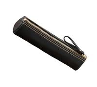 ERRORY Genuine Leather Pencil Case Fountain Pen Bag Zippered Closure Organiser Pouches for Student Men Women School Leather Pencil Zipper