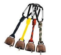 ERRORY Metal Loud Hiking Bells Pendant Keychains Light Weight Outdoor Bear Bells Cast Iron Cowbell with Hand Braided Lanyard Cast Iron Cowbell