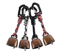 ERRORY Metal Loud Hiking Bells Pendant Keychains Light Weight Outdoor Bear Bells Cast Iron Cowbell with Hand Braided Lanyard Cast Iron Cowbell