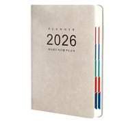 ERRORY Professional 2026 Day Planner 360 Pages Dated PU Leather Academic Planner with Colored Monthly Tabs for Daily Scheduling Office