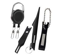 ERRORY Stainless Steel Clippers Tool Retractor with Tweezers Knots Tyer & Carabiner Fishing Fly Clippers Line Cutter Stainless Steel Set