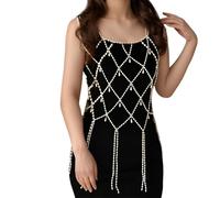 ERRORY Stylish Layer Pearls Body Chain Adjustable Designs for Women Bridal Party Evening Wear Accessories Use Elegant Pearls Bra Chain