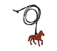 ERRORY Symbolic Horse Charm Necklace for Success Sturdy User Friendly Acrylic and Adjustable Leather Cord Sweater Chain Versatile Jewelry