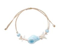 ERRORY Trendy Handwoven Resin Conch Shell Charm Colorful Beaded Handchain Accessories Jewelry for Women Sea Theme Ceramic