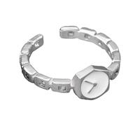 ERRORY Unique Reverse Watch Chain Designs Geometric Adjustable Open for Women Lightweight Charm Jewelry Innovative Metal Watch Chain Adjustable Open Rings for Women Modern Geometric Accessory