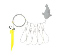ERRORY Utility Stringer, Stainless Steel Cable Gear, 5 Clips, Coiled Carry Setup, Pier Anglers Shore Fishing Stringer Freshwater Fish Line Five Clip Cable Holder Angler Gear Coiled Carry