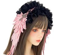 ERRORY Versatile Lace Headpiece with Gothic Crosses Stylish Hair Charm Perfect for Cosplay and Alternative Fashion Gothic Hair Accessories