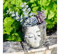 ERRSOU Goddess Face Planter Pot, Cute Funny Resin Smiley Face Plant Pots with Drainage Hole Unique Creative Baroque Head Succulent Planter for Indoor & Outdoor Flower